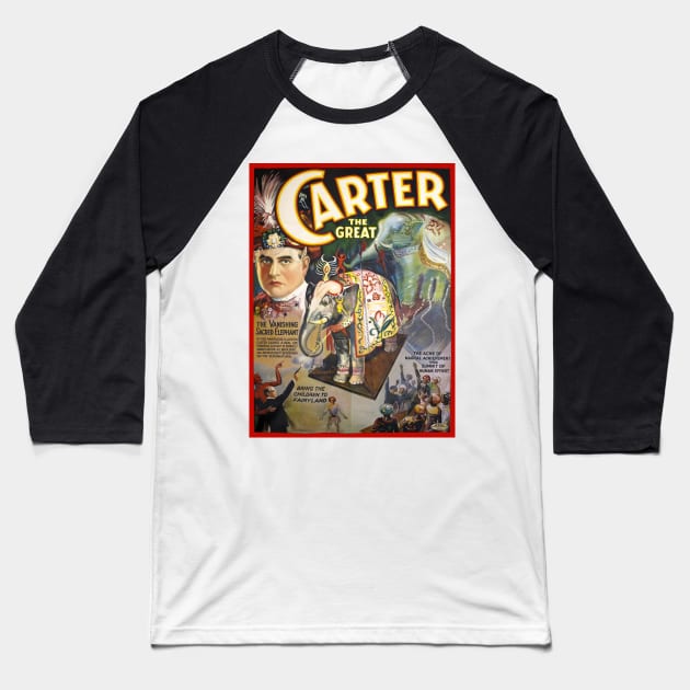 Vintage Magician Poster Carter the Great Baseball T-Shirt by vintagetreasure